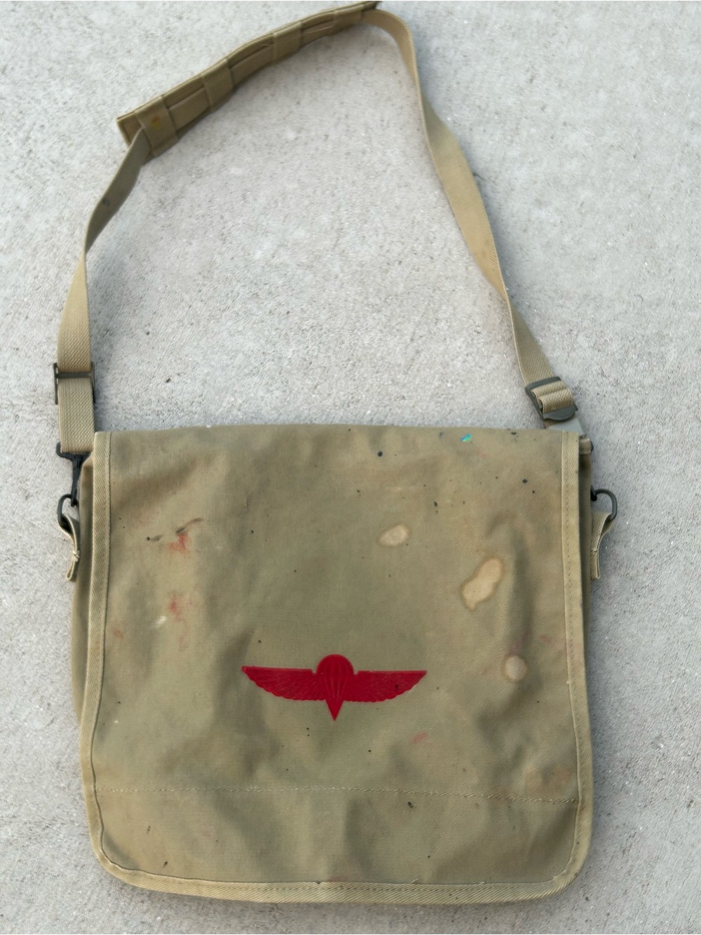 RARE! VTG BANANA REPUBLIC (California) Paratrooper ISRAELI Canvas Messenger Bag
